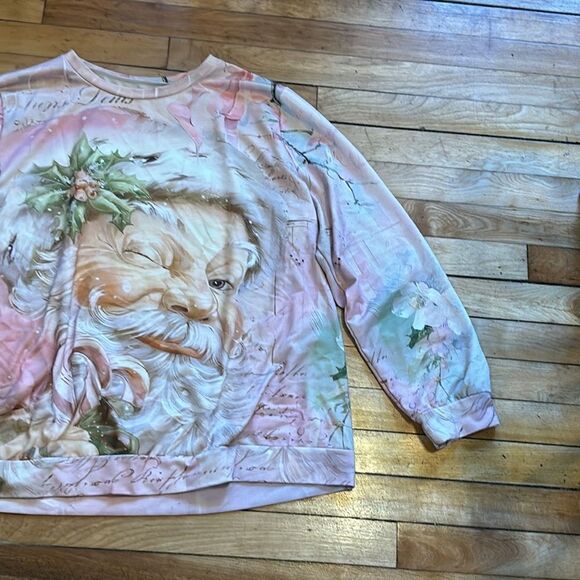 Women’s Pink Sweet Pink Holiday Santa Clause Ugly Christmas Sweatshirt 2XL - Picture 2 of 5